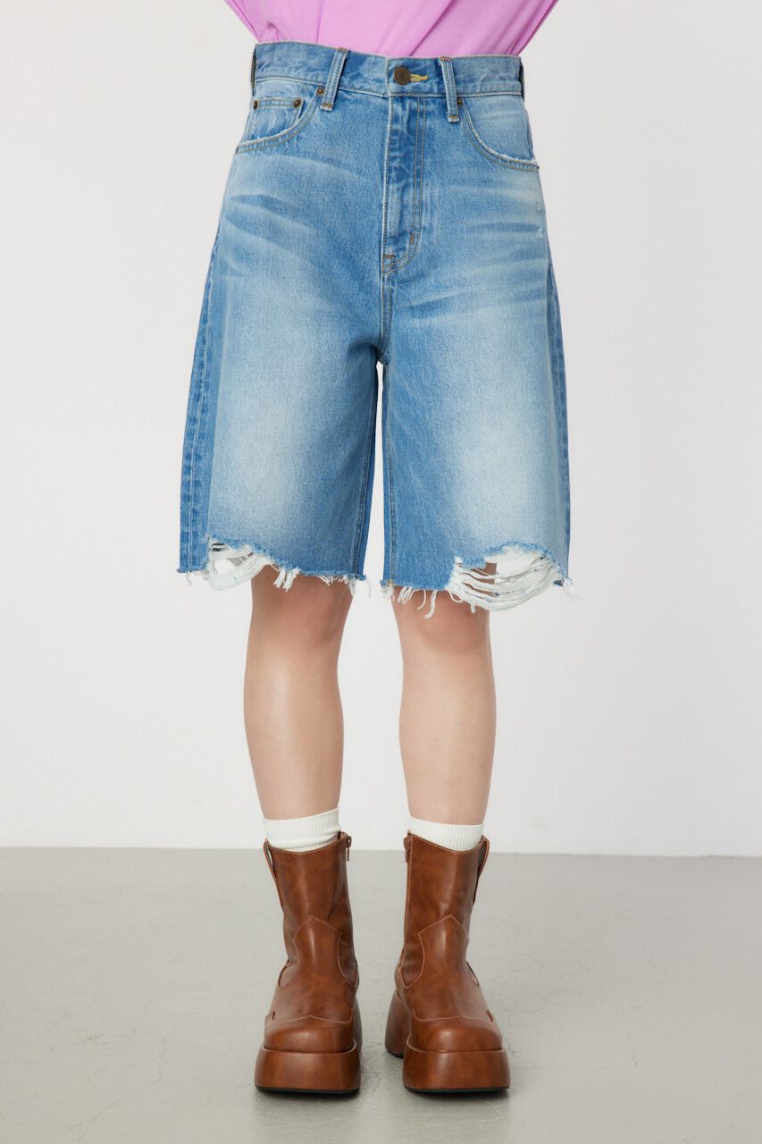 RODEO CROWNS「ダメージDENIM バミューダパンツ」|デニム|