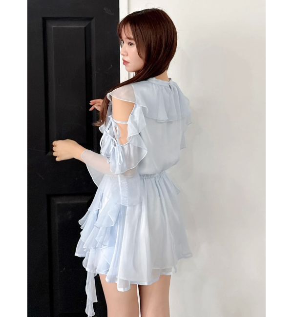 dazzlin「【セットアップ対応】シアーフルイドフリルブラウス」|シャツ・ブラウス|