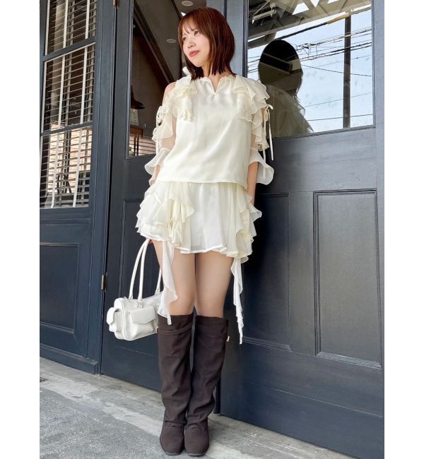 dazzlin「【セットアップ対応】シアーフルイドフリルブラウス」|シャツ・ブラウス|