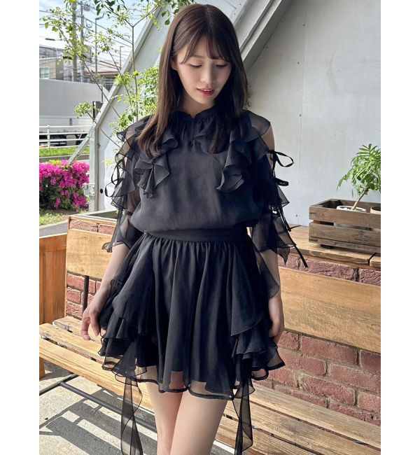 dazzlin「【セットアップ対応】シアーフルイドフリルブラウス」|シャツ・ブラウス|