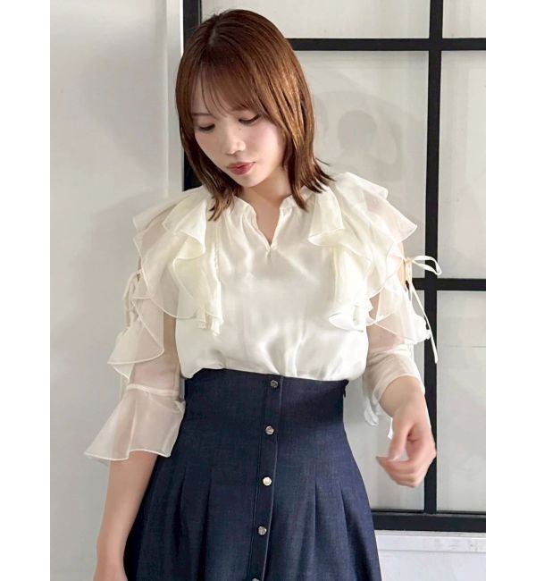 dazzlin「【セットアップ対応】シアーフルイドフリルブラウス」|シャツ・ブラウス|