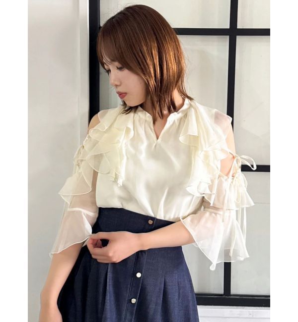 dazzlin「【セットアップ対応】シアーフルイドフリルブラウス」|シャツ・ブラウス|