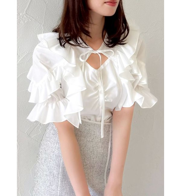 dazzlin「デコルテオープンペプラムブラウス」|シャツ・ブラウス|