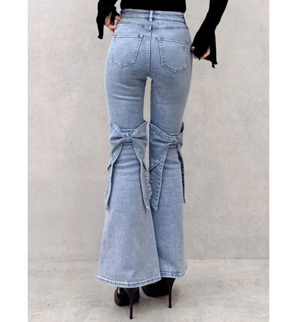 dazzlin「バックリボンフルイドパンツ」|デニム|ブルー