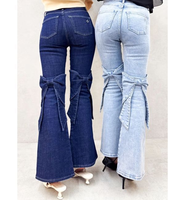 dazzlin「バックリボンフルイドパンツ」|デニム|