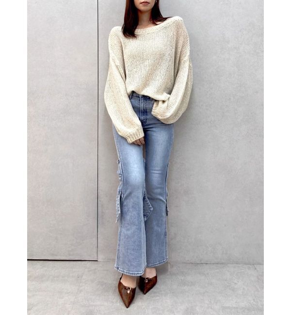 dazzlin「バックリボンフルイドパンツ」|デニム|