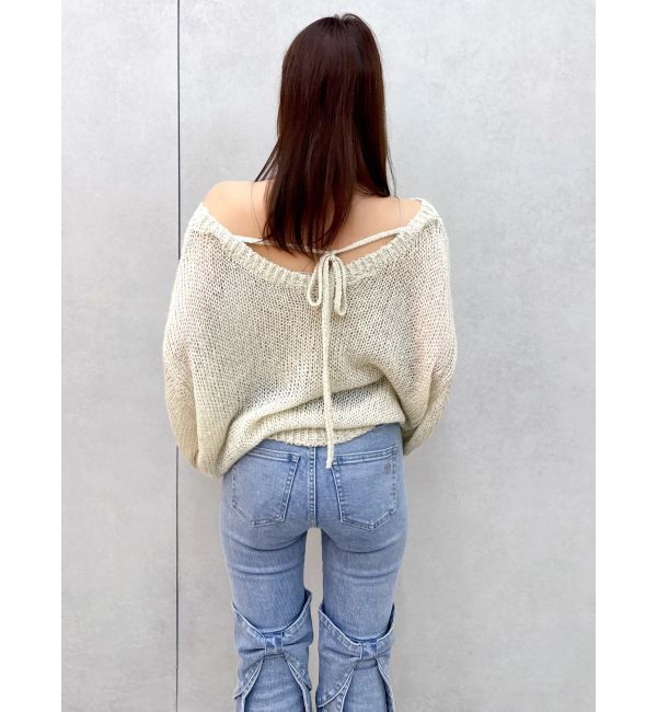 dazzlin「バックリボンフルイドパンツ」|デニム|