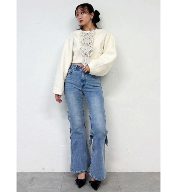 dazzlin「バックリボンフルイドパンツ」|デニム|