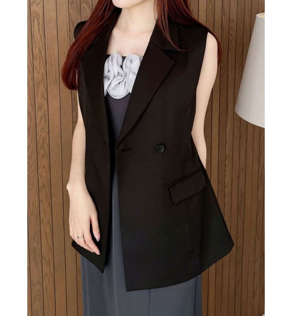 MERCURYDUO「バックリボンジレ」|ベスト・ジレ|ブラック