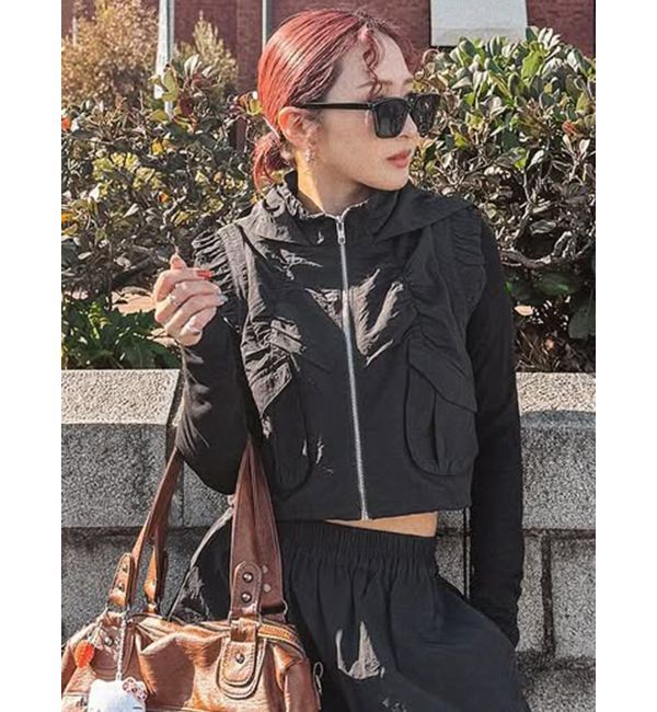 MURUA「シャーリングフードベスト【セットアップ着用可】」|ベスト・ジレ|