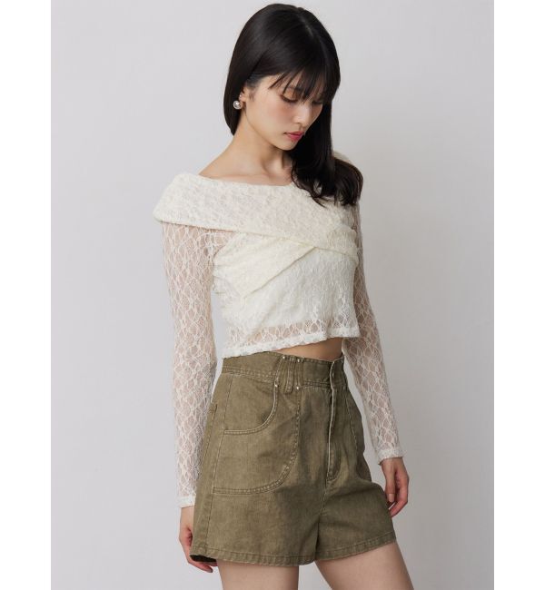 MURUA「レースカシュクールオフショルトップス」|Tシャツ・カットソー|