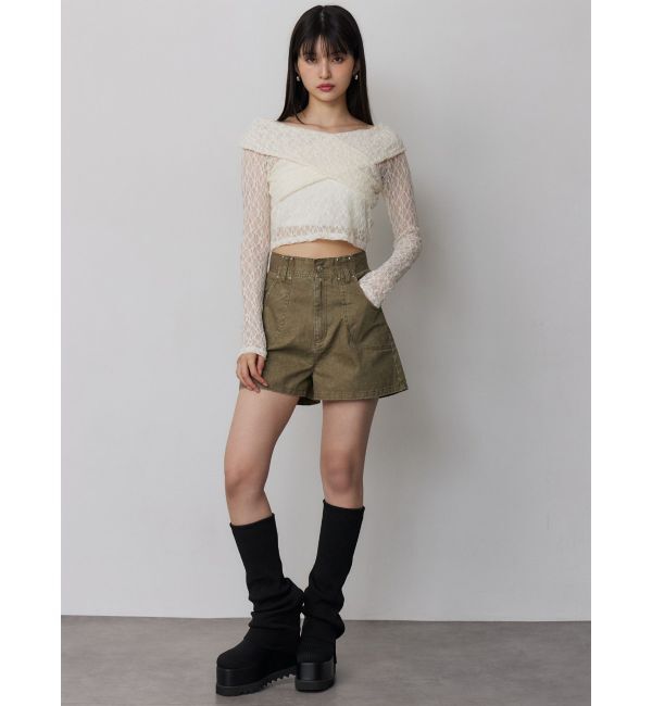 MURUA「レースカシュクールオフショルトップス」|Tシャツ・カットソー|