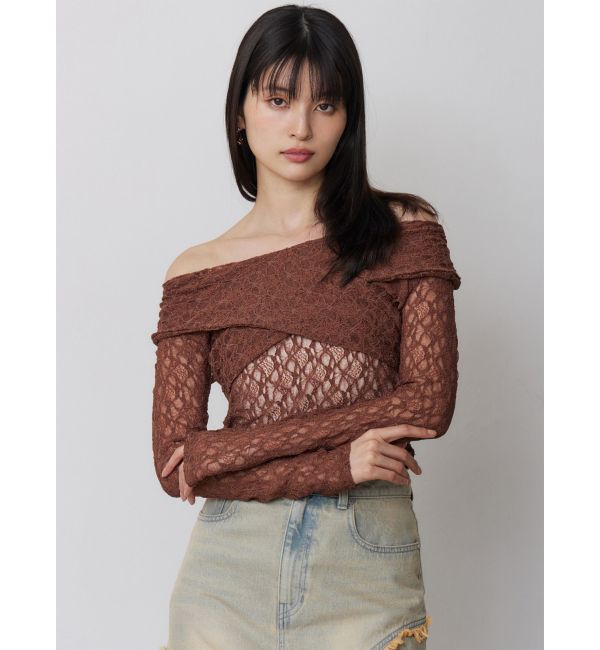 MURUA「レースカシュクールオフショルトップス」|Tシャツ・カットソー|