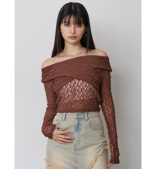 MURUA「レースカシュクールオフショルトップス」|Tシャツ・カットソー|