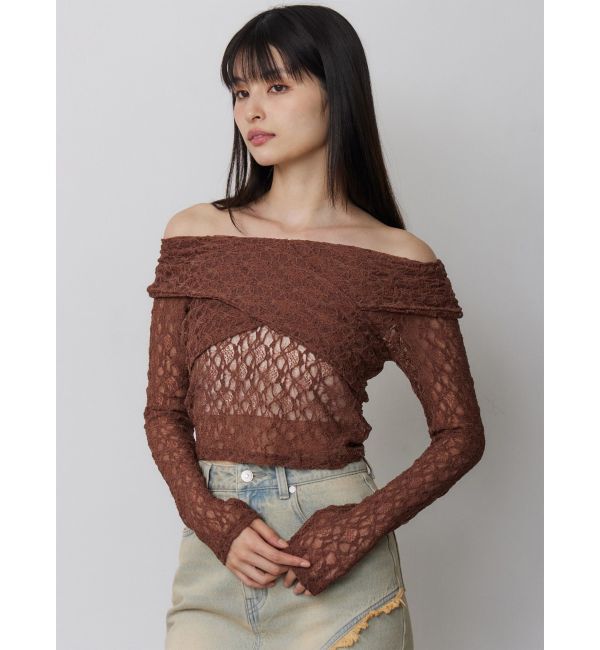 MURUA「レースカシュクールオフショルトップス」|Tシャツ・カットソー|