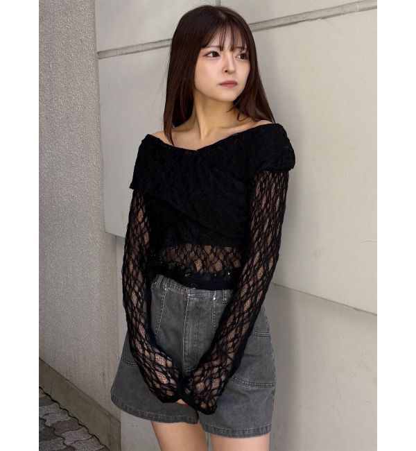 MURUA「レースカシュクールオフショルトップス」|Tシャツ・カットソー|