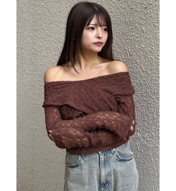 MURUA「レースカシュクールオフショルトップス」|Tシャツ・カットソー|