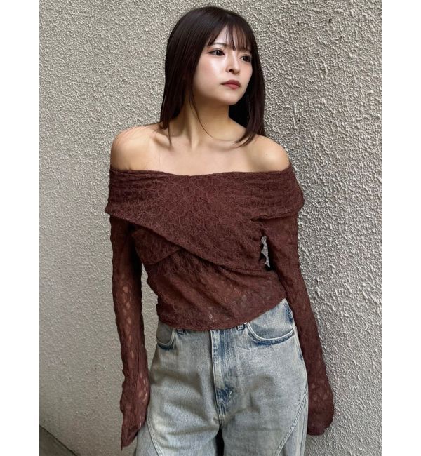 MURUA「レースカシュクールオフショルトップス」|Tシャツ・カットソー|