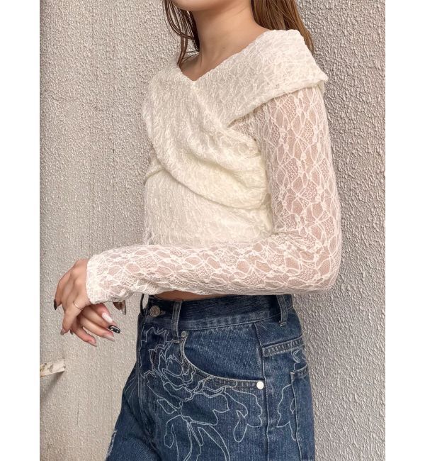 MURUA「レースカシュクールオフショルトップス」|Tシャツ・カットソー|