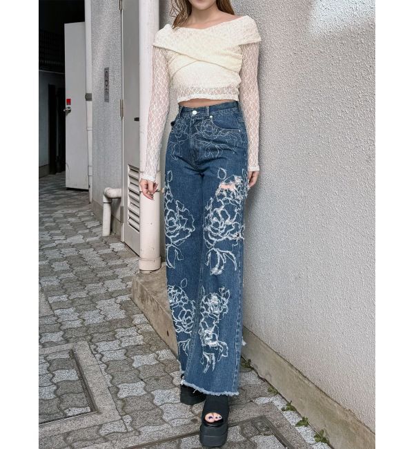 MURUA「レースカシュクールオフショルトップス」|Tシャツ・カットソー|