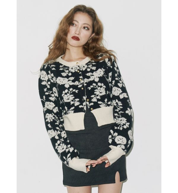 EVRIS「フラワーアンサンブルニットトップス」|ニット・セーター|ブラック