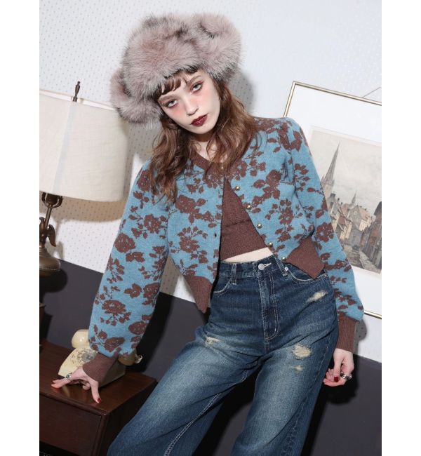 EVRIS「フラワーアンサンブルニットトップス」|ニット・セーター|