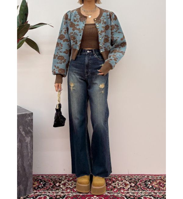 EVRIS「フラワーアンサンブルニットトップス」|ニット・セーター|