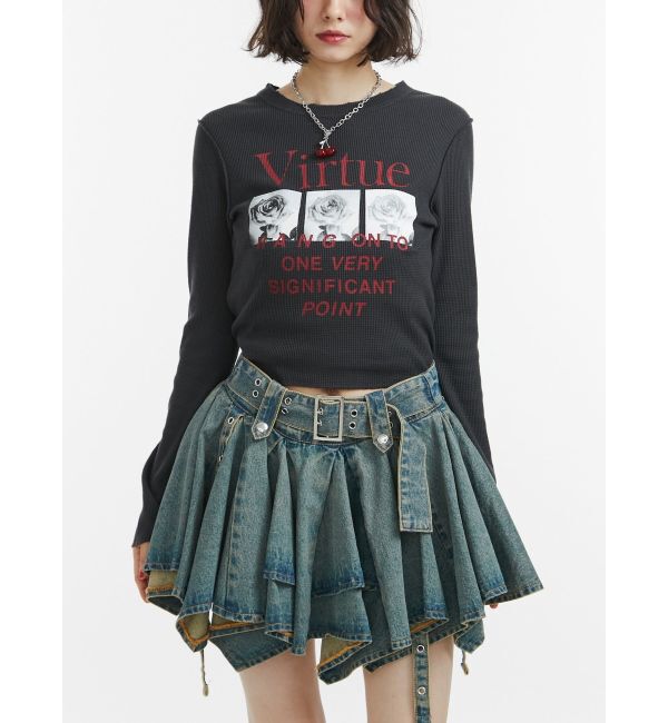 jouetie「グランジワッフルロンT」|Tシャツ・カットソー|ブラック