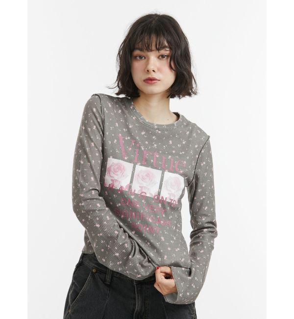 jouetie「グランジワッフルロンT」|Tシャツ・カットソー|カーキ