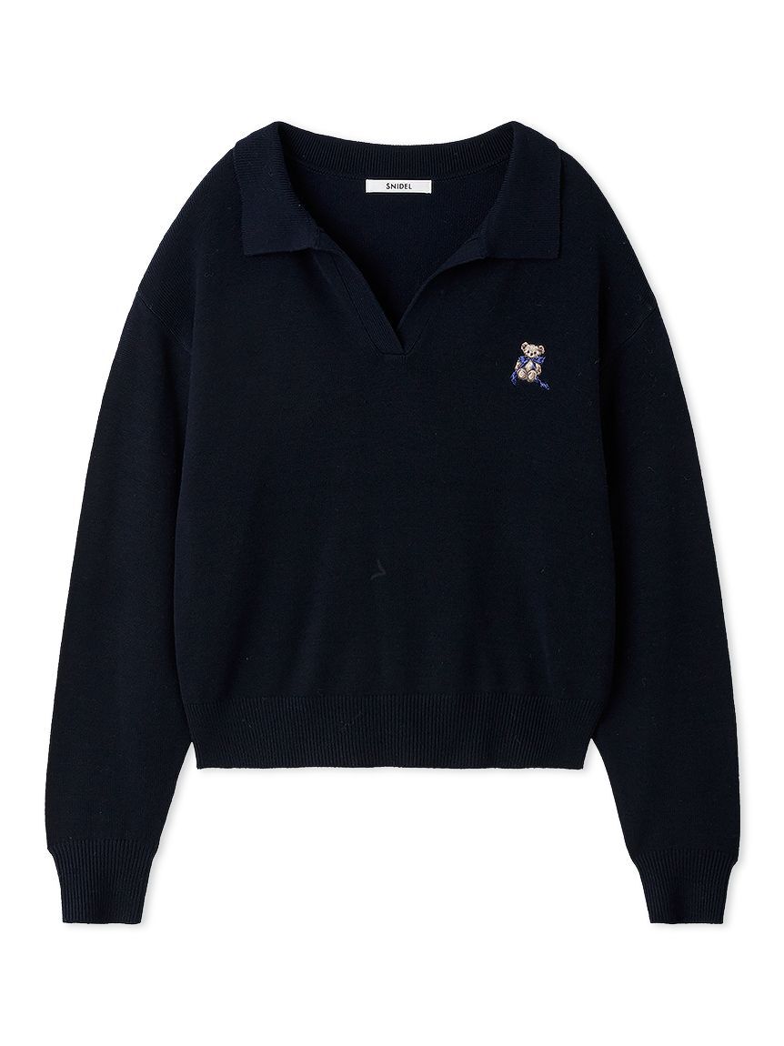 SNIDEL「リボンベアスキッパーニットプルオーバー」|ニット・セーター|NVY