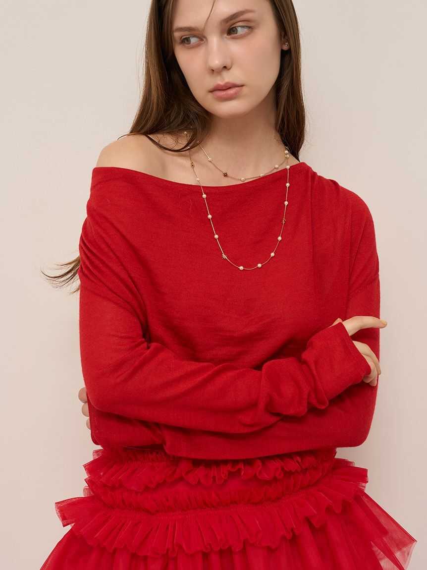 SNIDEL「ドレープニットトップス」|ニット・セーター|RED