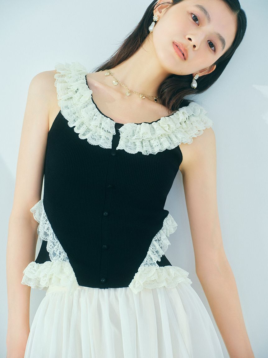LILY BROWN「2wayレースフリルニットトップス」|ニット・セーター|