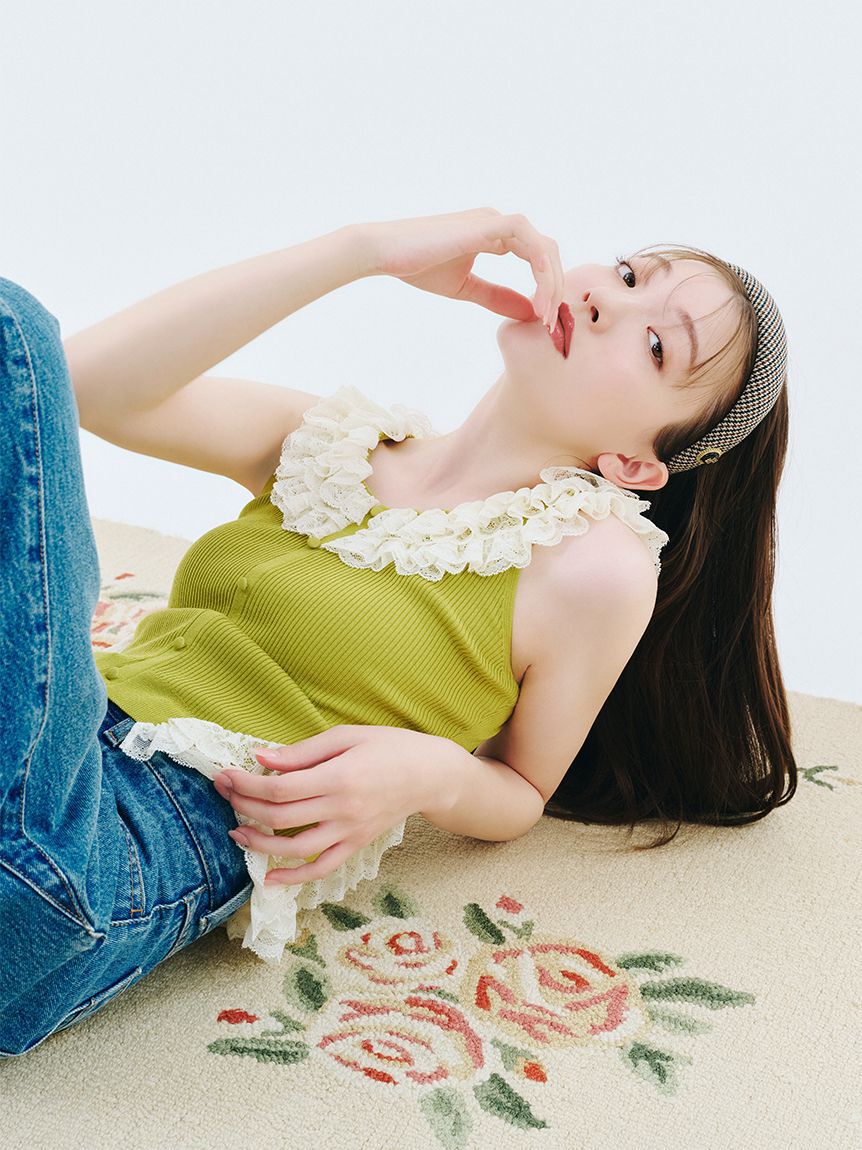 LILY BROWN「2wayレースフリルニットトップス」|ニット・セーター|