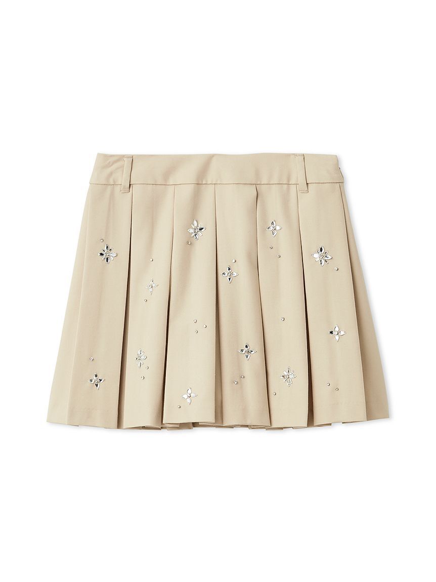 LILY BROWN「[L.B CANDY STOCK]フラワービジュープリーツスカショーパン」|スカート|BEG