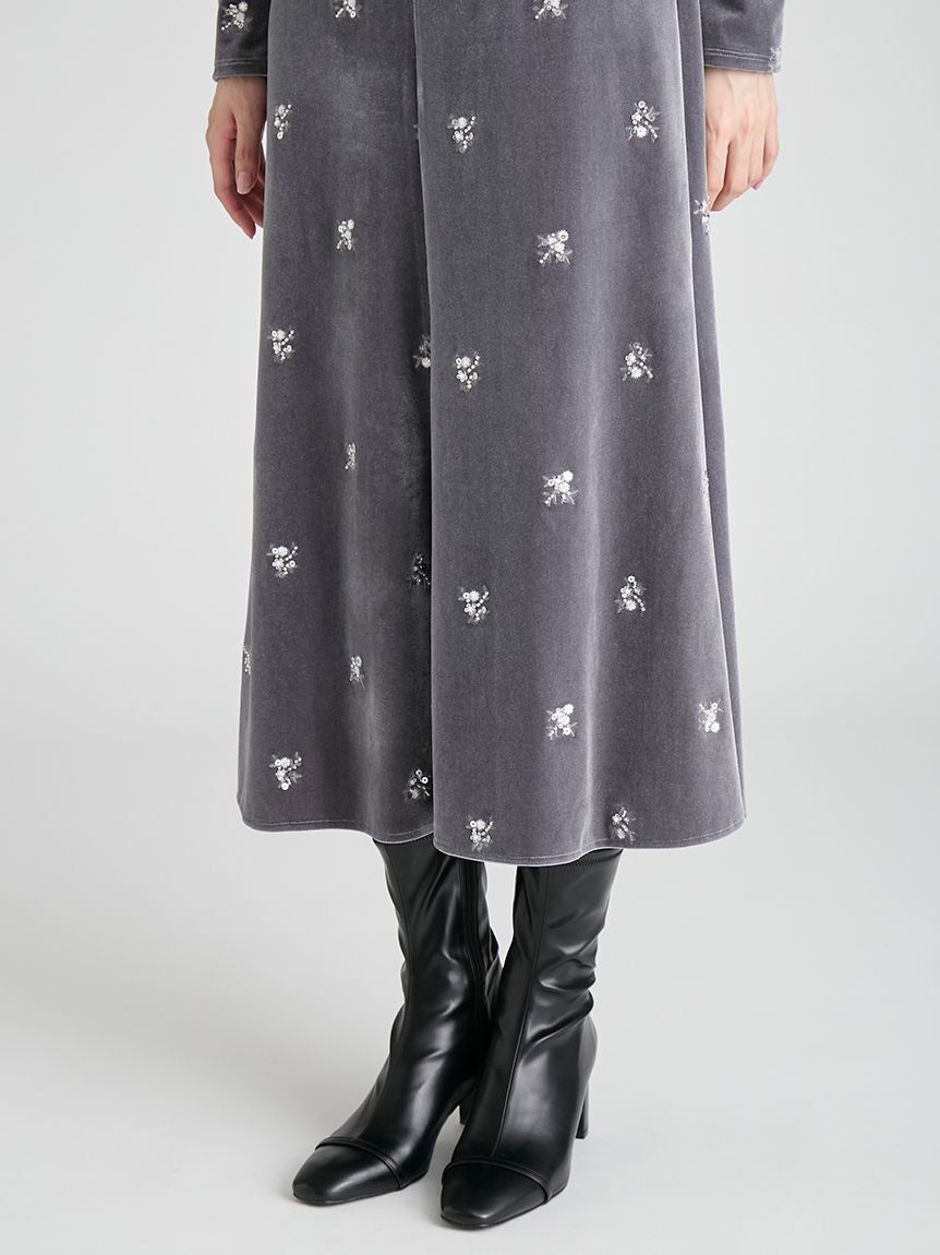 CELFORD「花柄刺繍ベロアワンピース」|ワンピース|