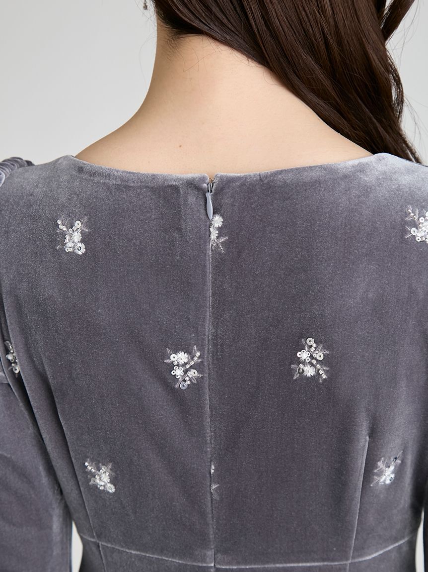 CELFORD「花柄刺繍ベロアワンピース」|ワンピース|