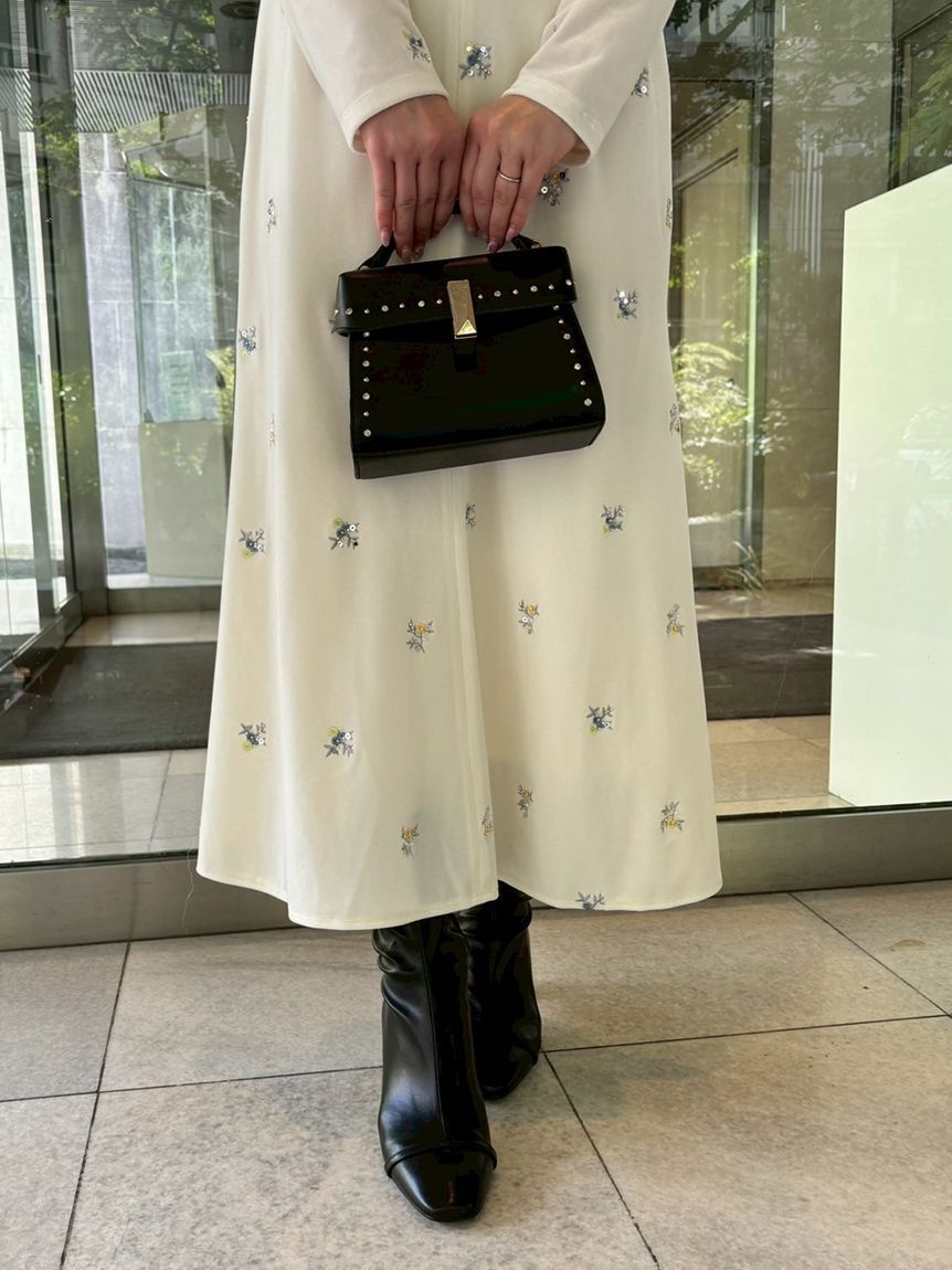 CELFORD「花柄刺繍ベロアワンピース」|ワンピース|