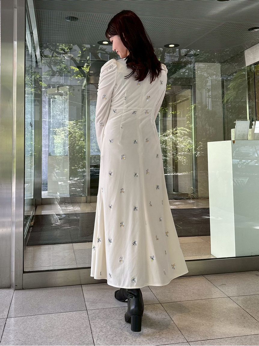 CELFORD「花柄刺繍ベロアワンピース」|ワンピース|