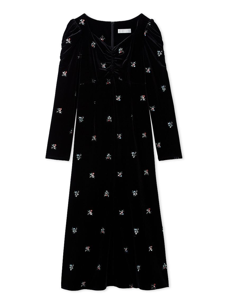 CELFORD「花柄刺繍ベロアワンピース」|ワンピース|