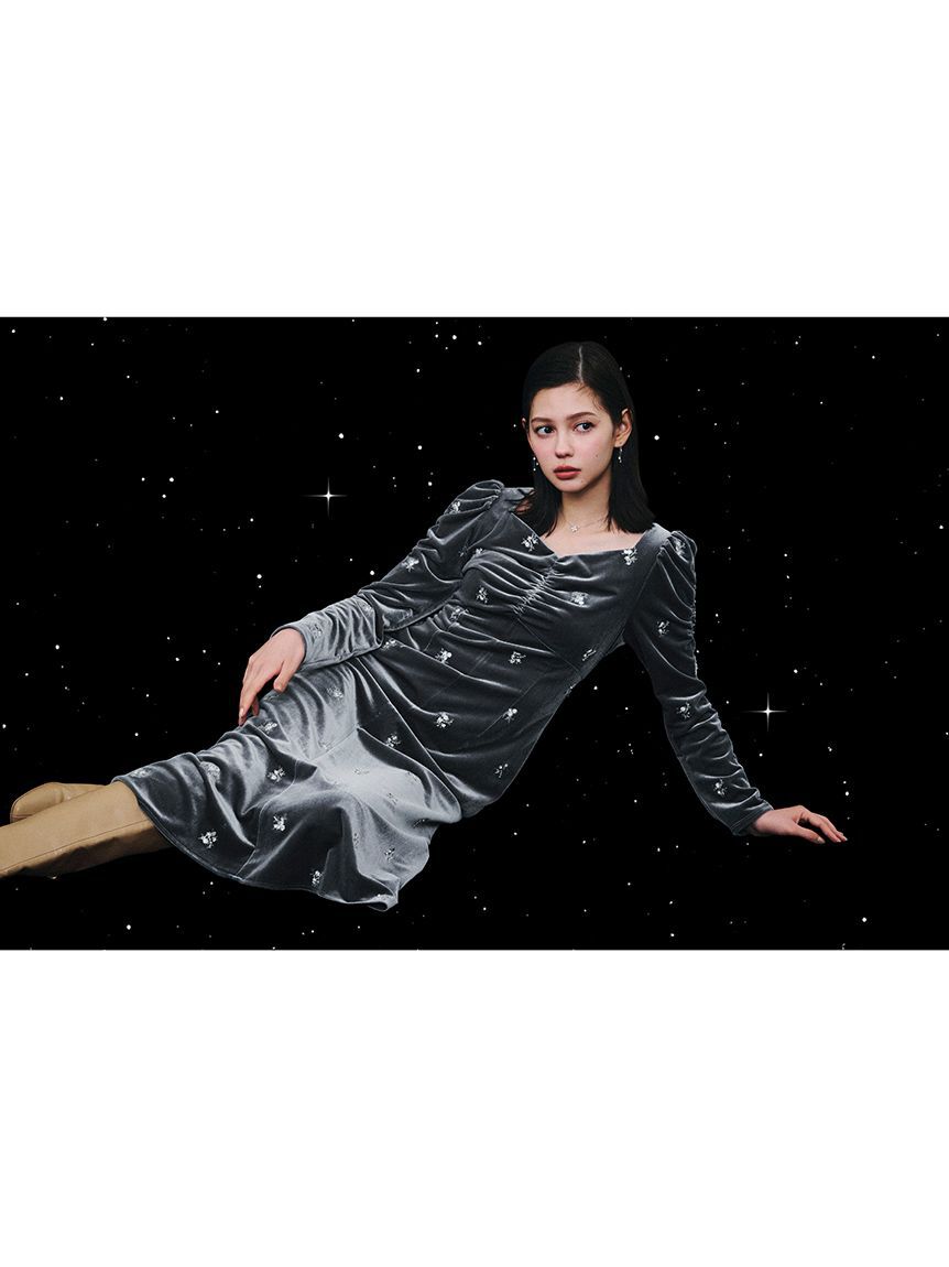 CELFORD「花柄刺繍ベロアワンピース」|ワンピース|