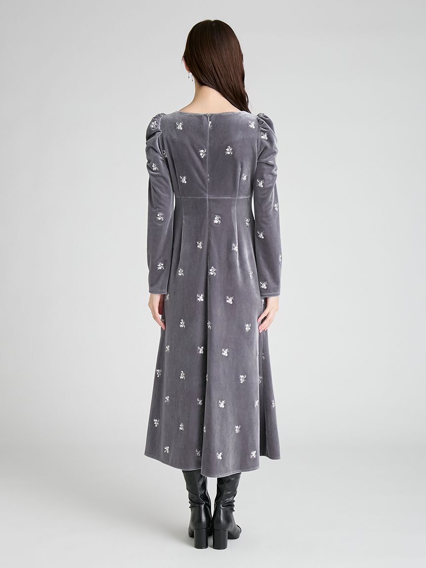 CELFORD「花柄刺繍ベロアワンピース」|ワンピース|