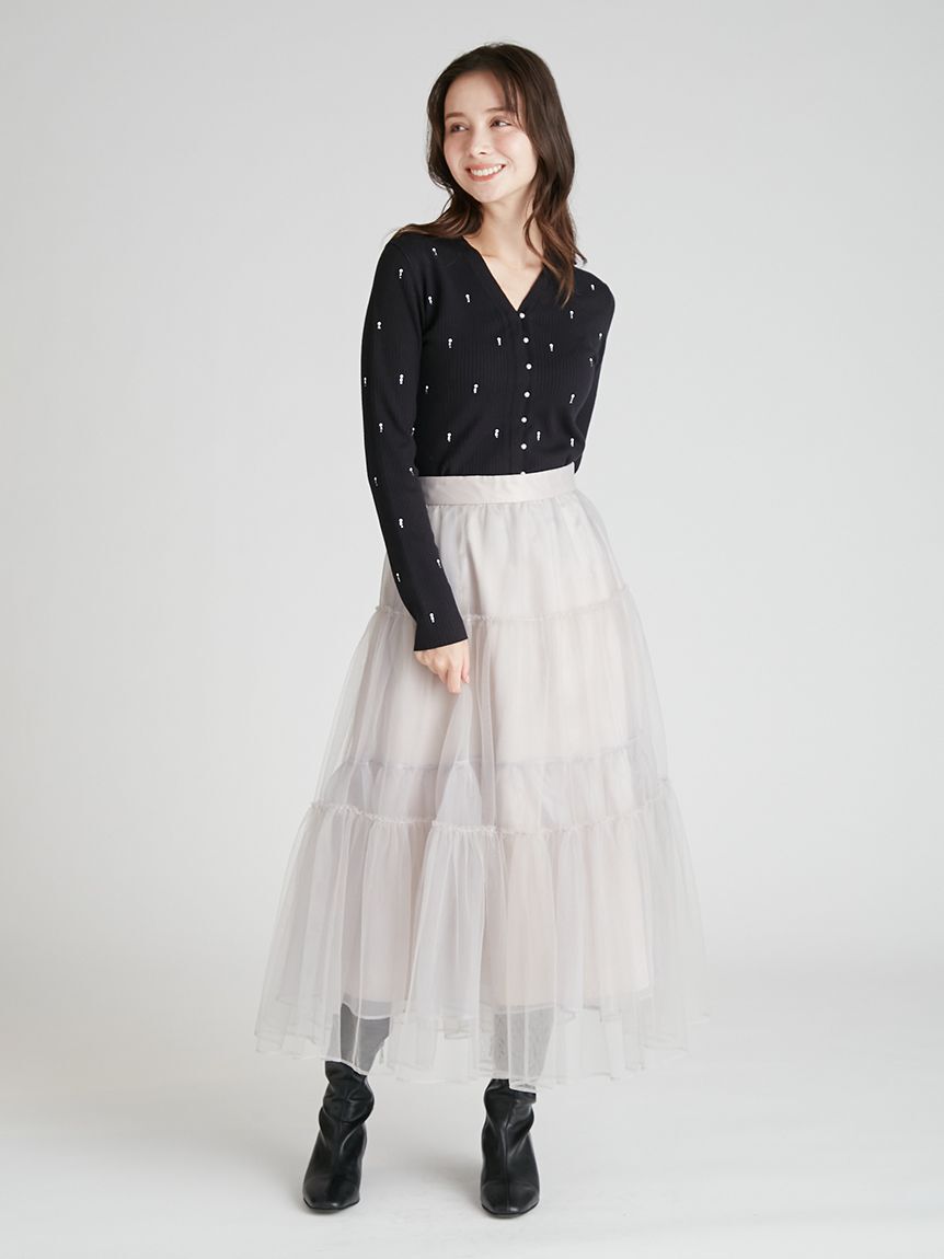 CELFORD「シャイニーVネックニットカーデ」|カーディガン|