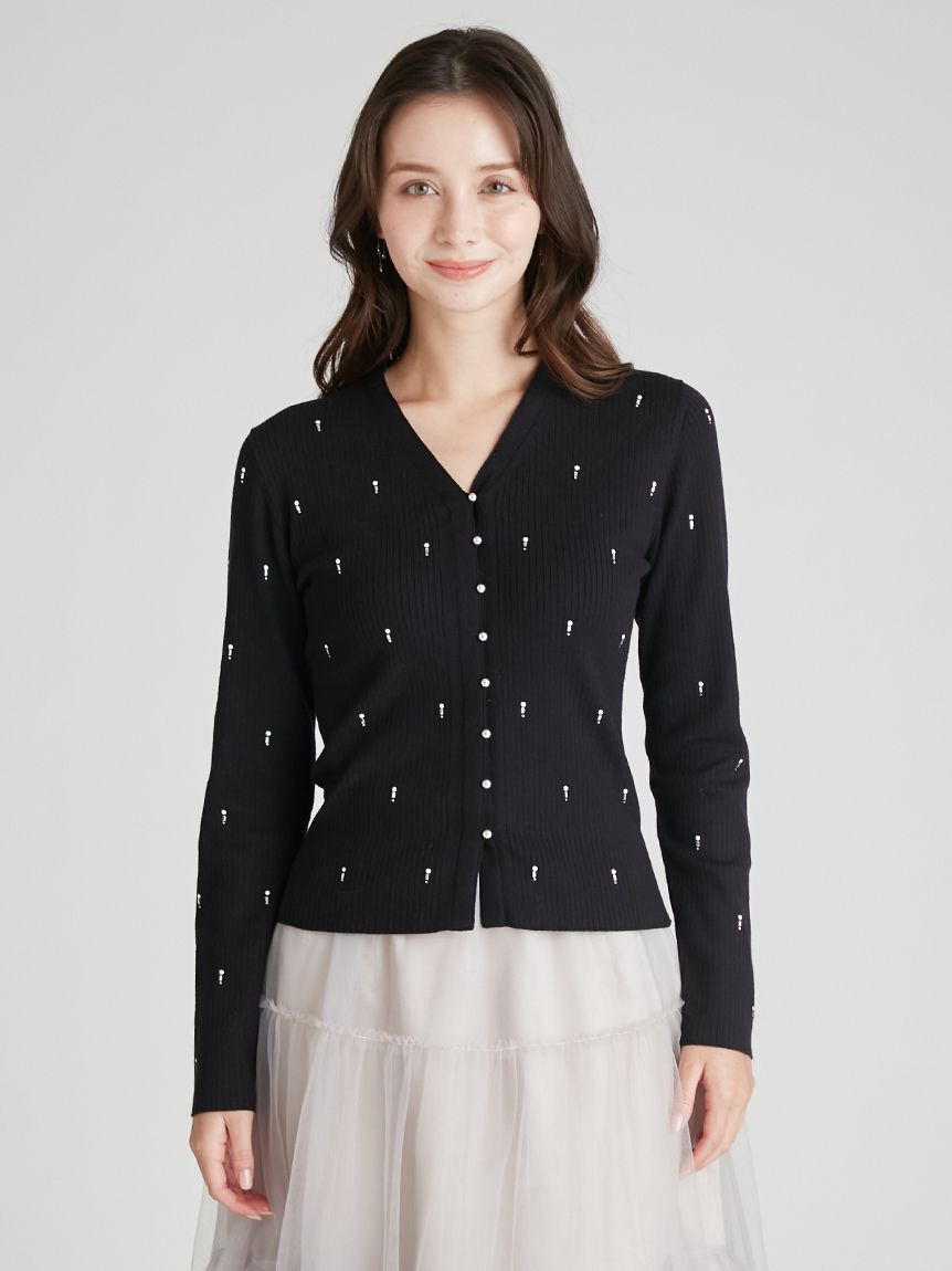 CELFORD「シャイニーVネックニットカーデ」|カーディガン|