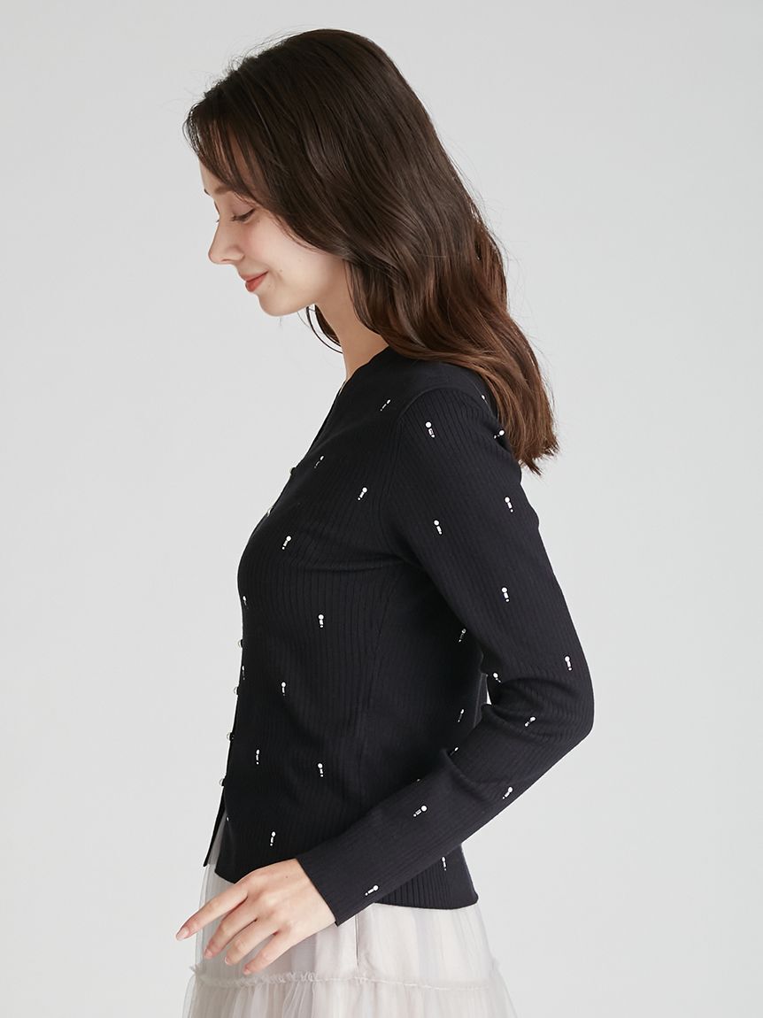 CELFORD「シャイニーVネックニットカーデ」|カーディガン|