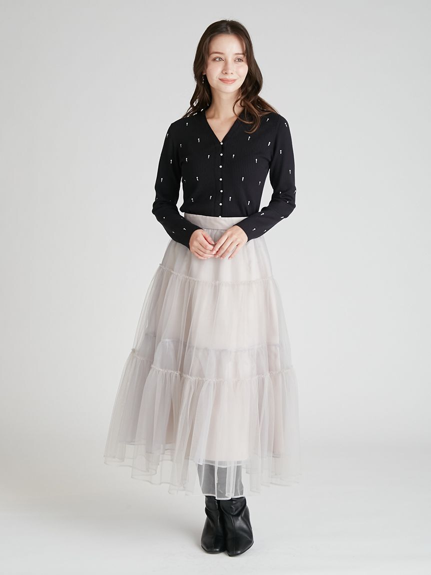 CELFORD「シャイニーVネックニットカーデ」|カーディガン|