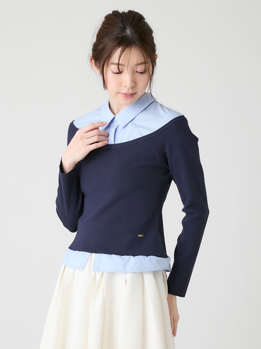 CELFORD「【洗える】シャツ襟ニットトップス」|ニット・セーター|