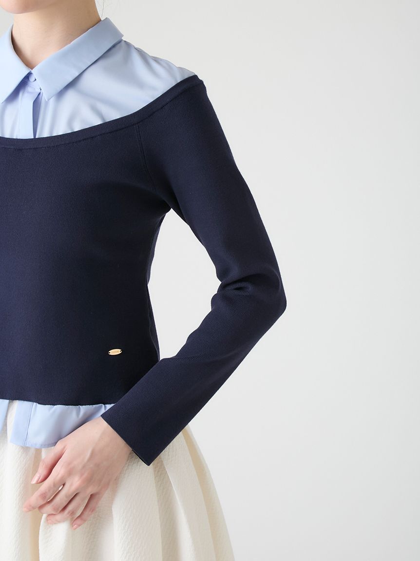 CELFORD「【洗える】シャツ襟ニットトップス」|ニット・セーター|