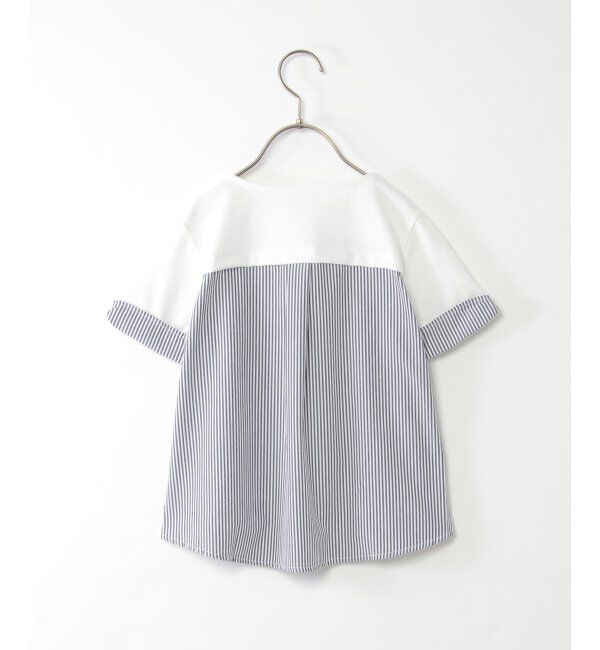 ikka kids「【親子おそろい】ストライプ切り替えTシャツ（120~160cm）」|Tシャツ・カットソー|