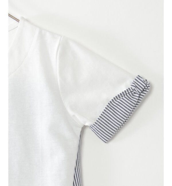 ikka kids「【親子おそろい】ストライプ切り替えTシャツ（120~160cm）」|Tシャツ・カットソー|