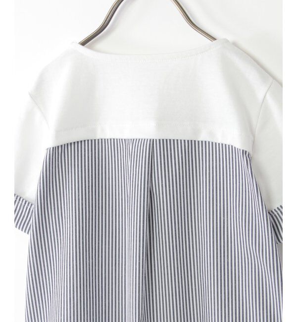 ikka kids「【親子おそろい】ストライプ切り替えTシャツ（120~160cm）」|Tシャツ・カットソー|